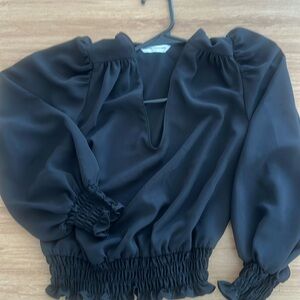 Amanda Uprichard Black Blouse Size Small Rouched